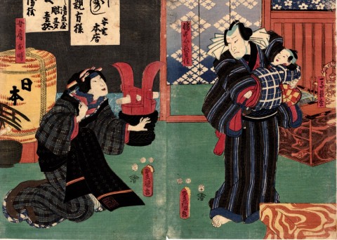 Wife Otoki, Banzuiin Chobei, and only son Nagamatsu