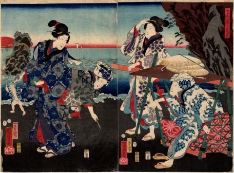 A scene at Futamigaura, set of two