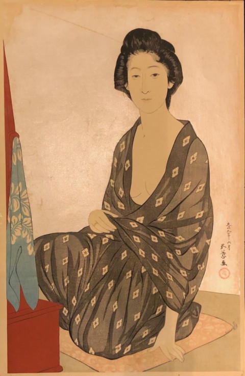 Woman in summer clothes, mica printing