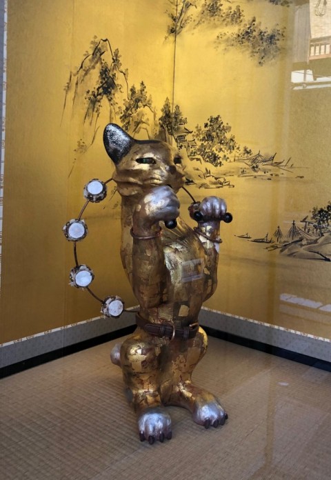 Cat Fujin Raijin Statue 2