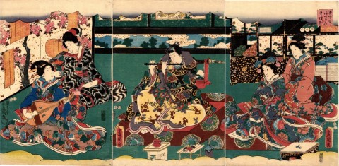 Concert Scene from Inaka Genji, from the series Eastern Magic Lantern Slides of a Charming Figure 