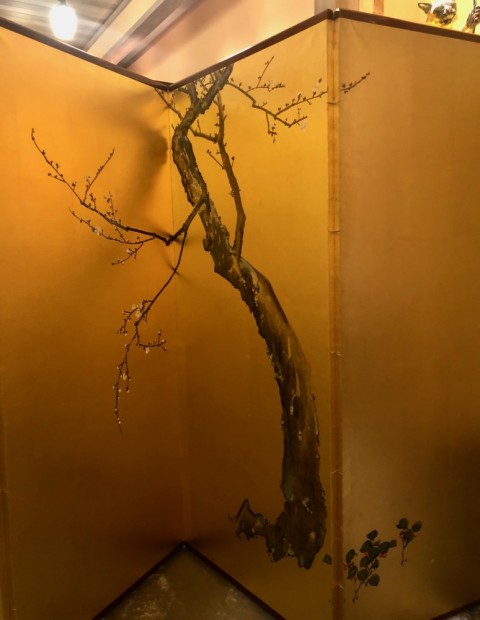 Genji picture, Spring and Autumn,  folding screen