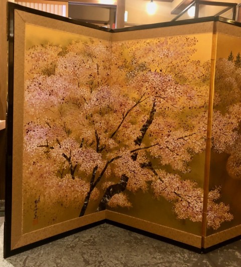 Mountain cherry blossom landscape 