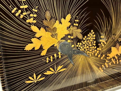  Wajima-nuri footed table with daikon radish and turnip design