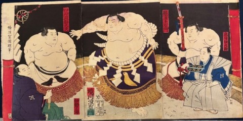 Sumo wrestlers: Shikimori Inosuke, Katsunoura Ichiemon, Shikinokami  Seidayuitayu