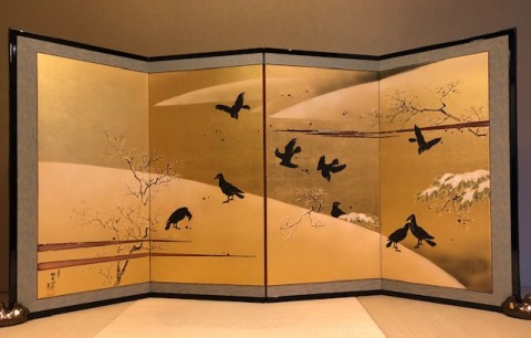 Birds on a snowy mountain
