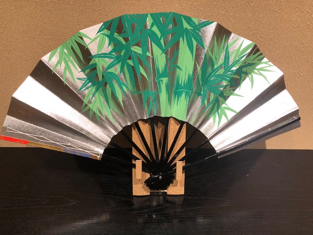 Decorative folding fan, Pine bamboo plum