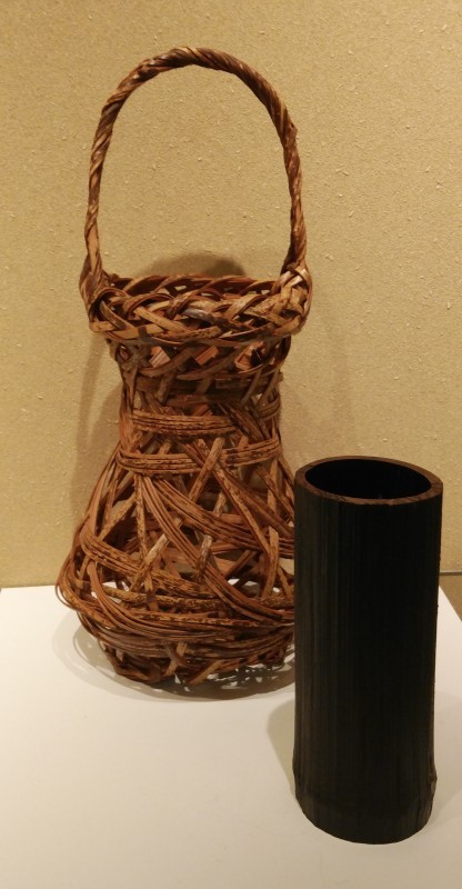 Bamboo basket flower vase