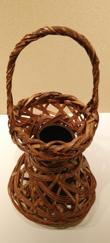 Bamboo basket flower vase