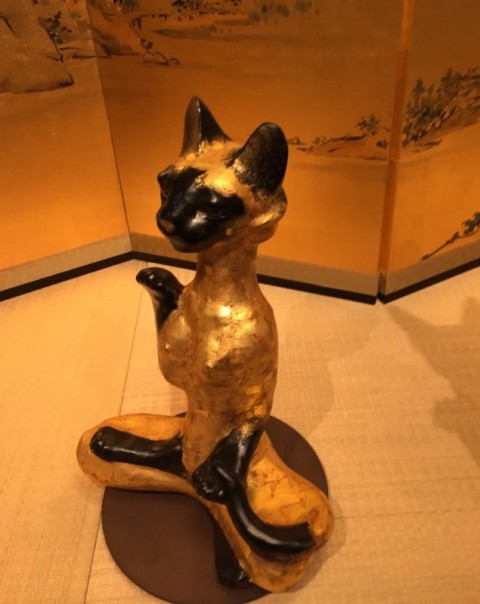 Lacquer gold beckoning cat,Buddha