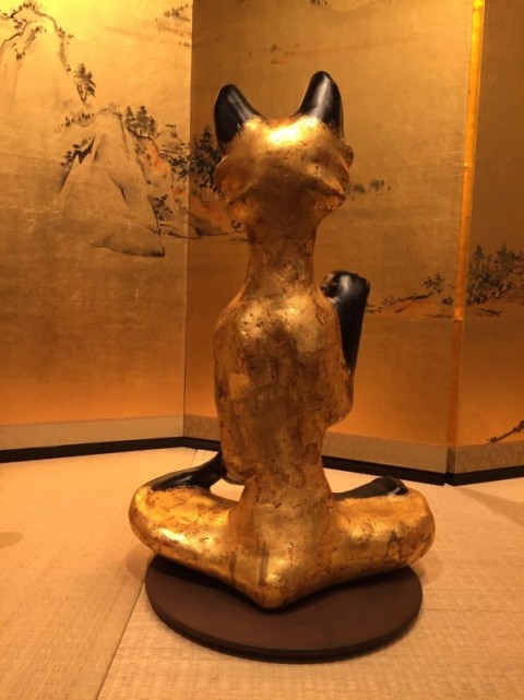 Lacquer gold beckoning cat,Buddha