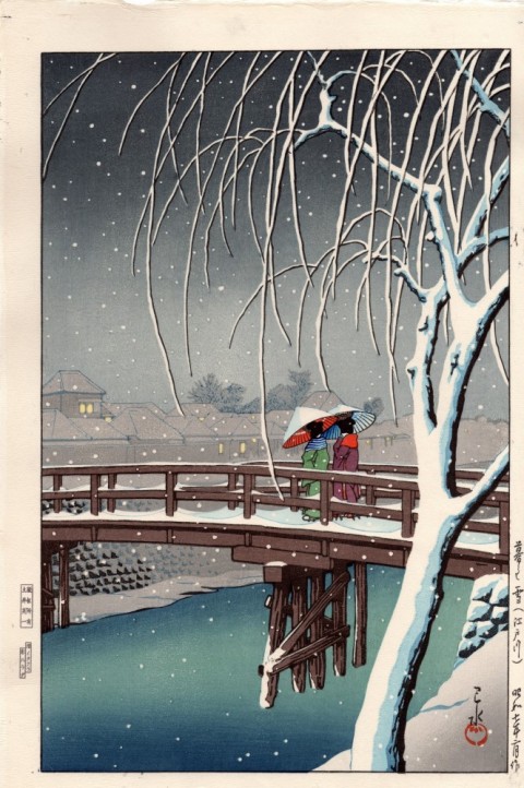 Twilight snow, Edogawa river