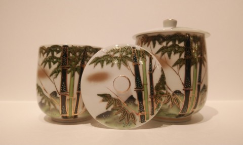 Kutani-yaki pair teacup