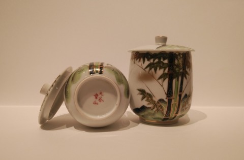 Kutani-yaki pair teacup
